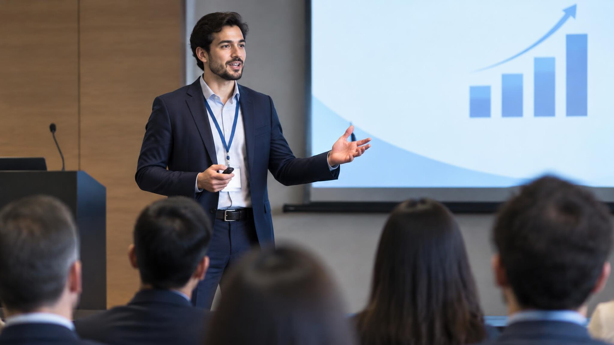 man presenting to audience