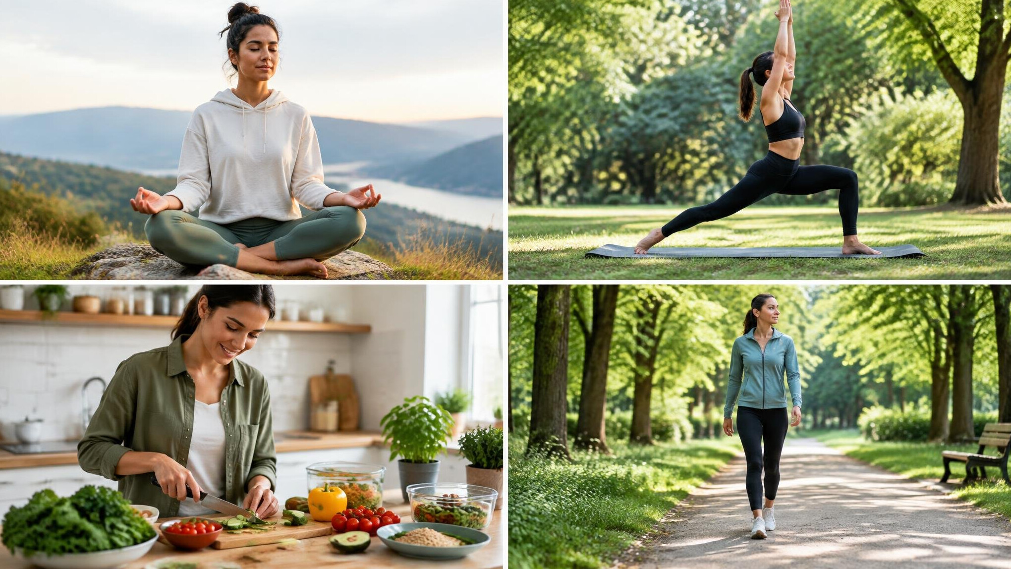 woman meditating outdoors