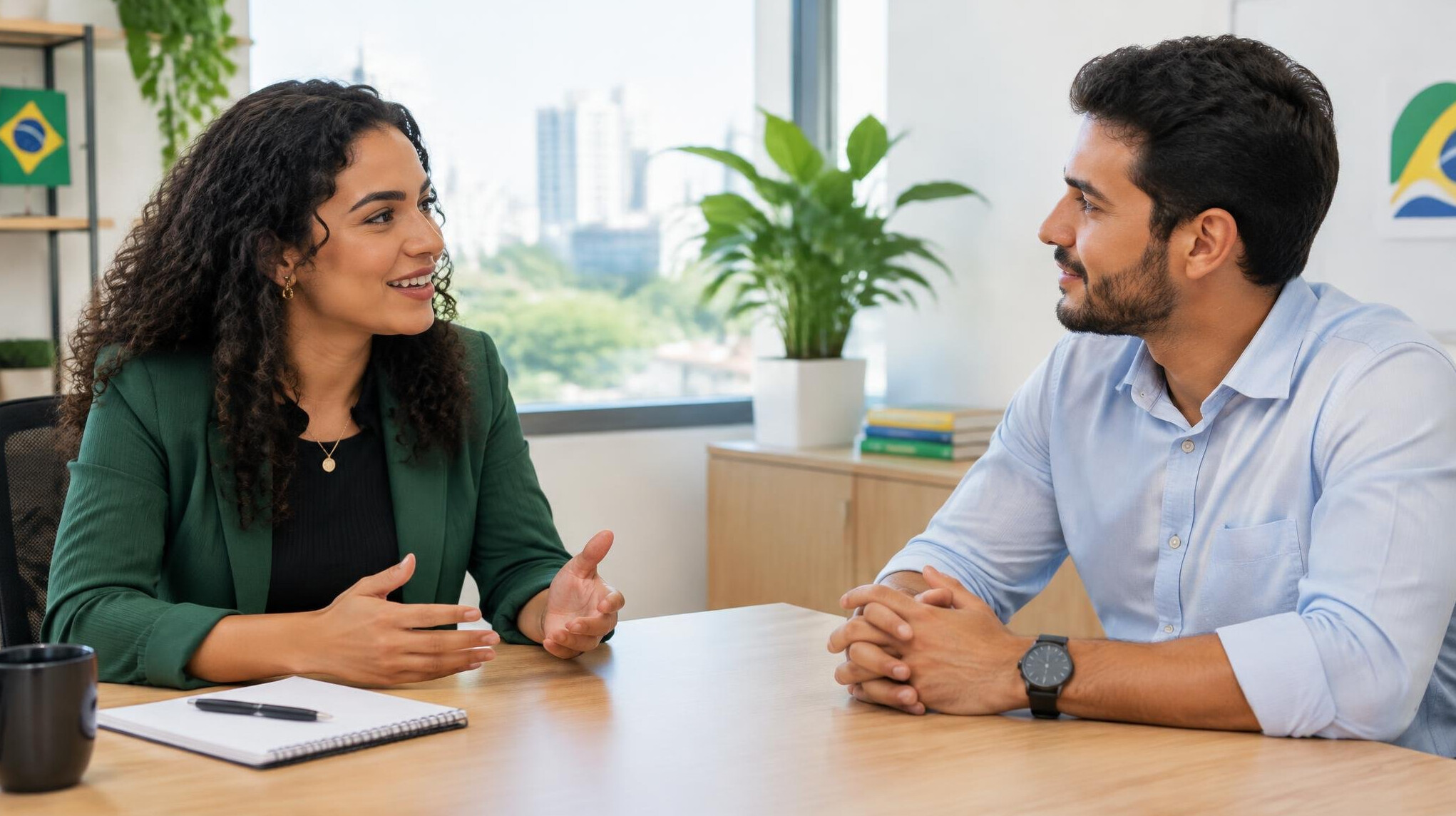 Two colleagues having a calm respectful discussion