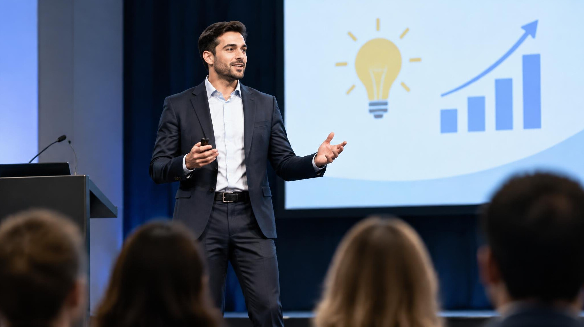 person presenting ideas in meeting